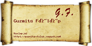 Guzmits Fülöp névjegykártya